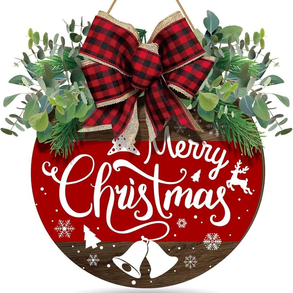 Welcome Door Decoration christmas front door sign red merry christmas Snowflake